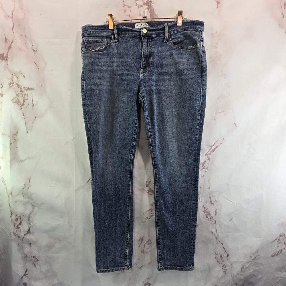 Frame Jeans Womens 30 Le Garcon Denim High Rise Medium Wash Kinmount Crop Short